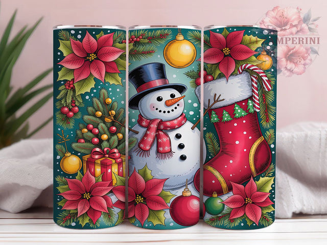 Rustic Christmas Snowman Tumbler, Winter Snowman Design, Cozy Christmas Pattern, 20Oz Sublimation Wrap, Rustic Holiday Art, Snowman Winter Texture, Tumbler Sublimation Sublimation Li Zamperini 