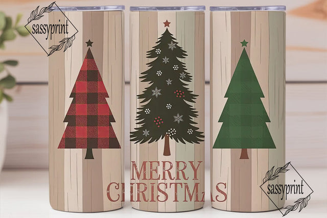 Rustic Christmas Tree 20oz Tumbler Wrap Sublimation sassyprint 