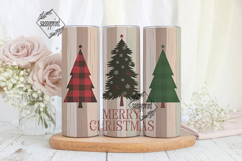 Rustic Christmas Tree 20oz Tumbler Wrap Sublimation sassyprint 