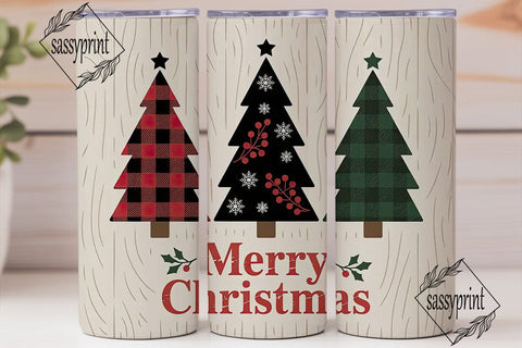 Rustic Christmas Tree 20oz Tumbler Wrap Sublimation sassyprint 