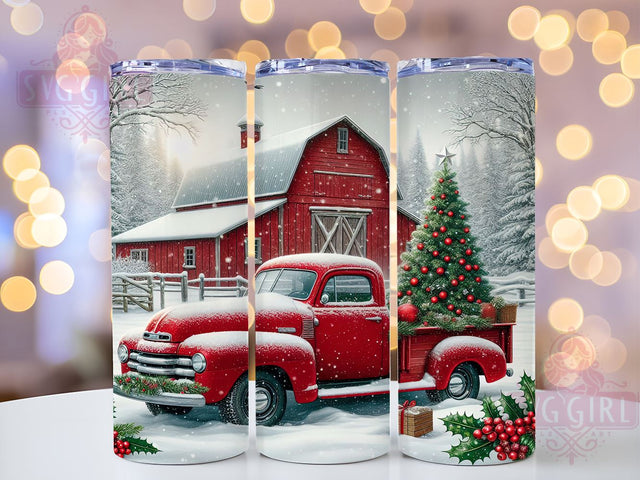 Rustic Christmas Truck Tumbler Wrap, Christmas Truck Tumbler, Farm Barn Design, 20oz Wrap, Sublimation Design, Holiday Drinkware, Xmas Decor, Rustic Christmas Cup Sublimation SvggirlplusArt 