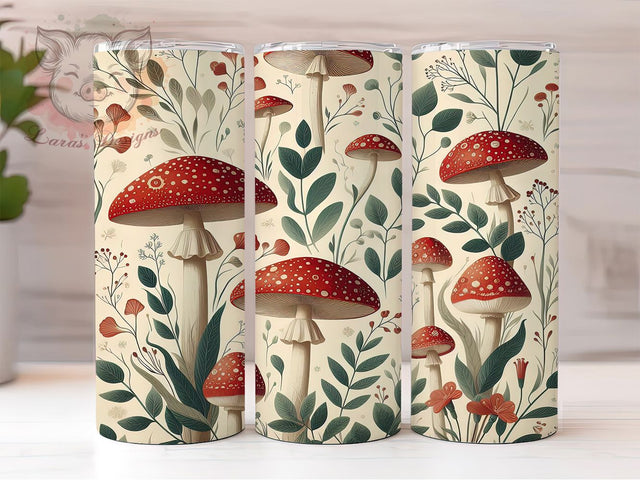 Rustic Cottagecore Mushroom 20oz Tumbler, Rustic Cup Wrap, Botanical Sublimation Design, 20Oz Tumbler Wrap, Nature Inspired Cup, Vintage Cottagecore Design, Artistic Mushroom Wrap Sublimation Lara' s Designs 