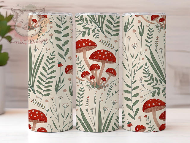 Rustic Cottagecore Mushroom 20oz Tumbler, Rustic Cup Wrap, Botanical Sublimation Design, 20Oz Tumbler Wrap, Nature Inspired Cup, Vintage Cottagecore Design, Artistic Mushroom Wrap Sublimation Lara' s Designs 