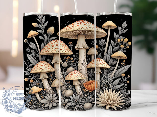 Rustic Cottagecore Mushrooms 20oz Tumbler, Rustic Mushroom Cup, 20oz Sublimation, Nature Drinkware, Boho Style Tumbler, Mushroom Art Design, Gifts for Nature Lovers Sublimation ToriDesigns 
