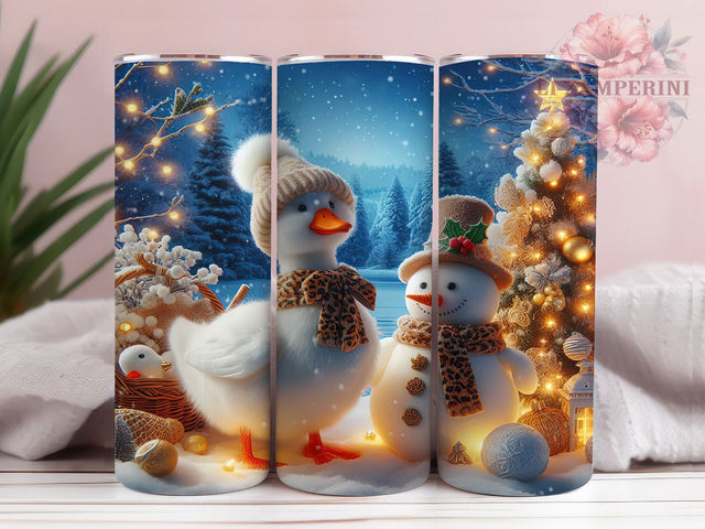 Rustic Country Christmas Goose Tumbler, Country Snowman Wrap, 20Oz Skinny Tumbler, Cozy Farmhouse Sublimation, Rustic Holiday Goose Design, Winter Country Tumbler, Festive Farmyard Wrap Sublimation Li Zamperini 