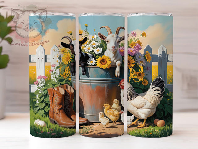 Rustic Country Goat Tumbler, Country Animals Tumbler, Stylish 20oz Wrap, Sublimation Design, Trendy Gift Idea, Rustic Farm Wrap, Country Goat Tumbler Sublimation Lara' s Designs 