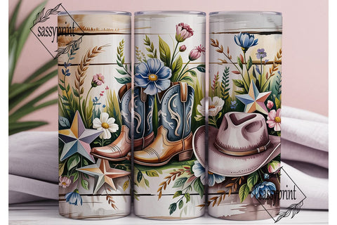 Rustic Cowboy Floral 20oz Tumbler Wrap Sublimation sassyprint 