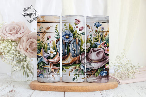 Rustic Cowboy Floral 20oz Tumbler Wrap Sublimation sassyprint 