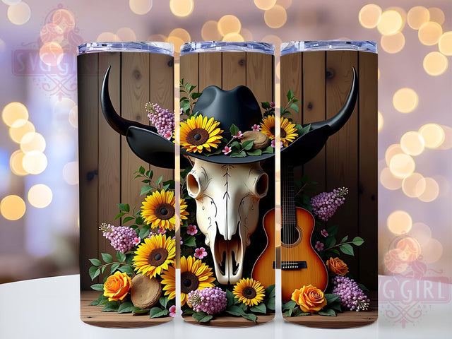 Rustic Cowboy Skull Tumbler Wrap, Cowboy Skull Tumbler, Rustic Design, 20oz Wrap, Sublimation Design, Western Drinkware, Country Decor, Skull Cup Sublimation SvggirlplusArt 