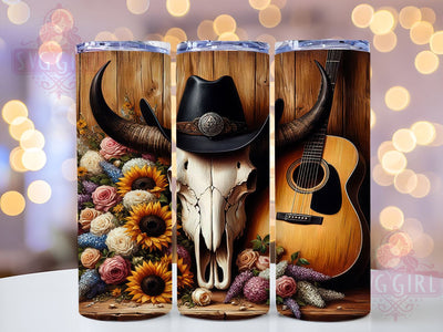 Rustic Cowboy Skull Tumbler Wrap, Cowboy Skull Tumbler, Rustic Design, 20oz Wrap, Sublimation Design, Western Drinkware, Country Decor, Skull Cup Sublimation SvggirlplusArt 