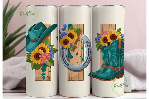 Rustic Cowboy Tumbler Wrap Sublimation PixelChick 