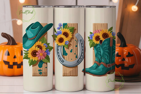 Rustic Cowboy Tumbler Wrap Sublimation PixelChick 