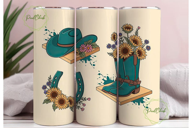Rustic Cowboy Tumbler Wrap Sublimation PixelChick 