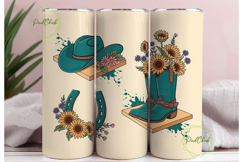 Rustic Cowboy Tumbler Wrap Sublimation PixelChick 