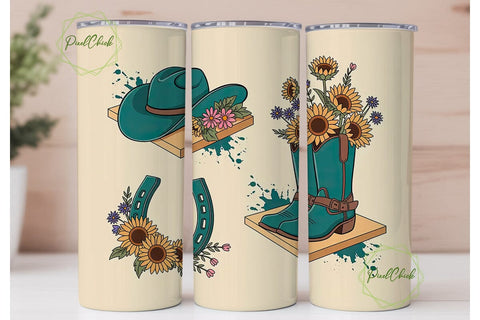 Rustic Cowboy Tumbler Wrap Sublimation PixelChick 