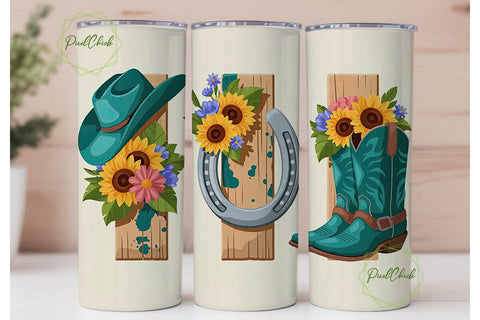Rustic Cowboy Tumbler Wrap Sublimation PixelChick 
