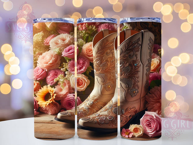 Rustic Cowgirl Boots Tumbler, Western Tumbler, Rustic 20oz Wrap, Sublimation Design, Stylish Gift Idea, Country Boots Wrap, Southwestern Western Tumbler Sublimation SvggirlplusArt 