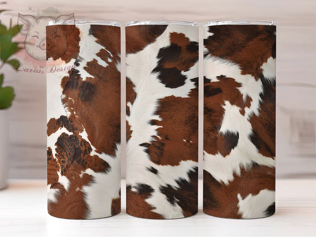 Rustic Cowgirl Cowhide Western Tumbler, Heifer Tumbler Design, Cow Hide Sublimation Wrap, Western Cowgirl Tumbler, 20oz Skinny Tumbler Wrap, Farm Life Tumbler Design, Rustic Country Sublimation Lara' s Designs 