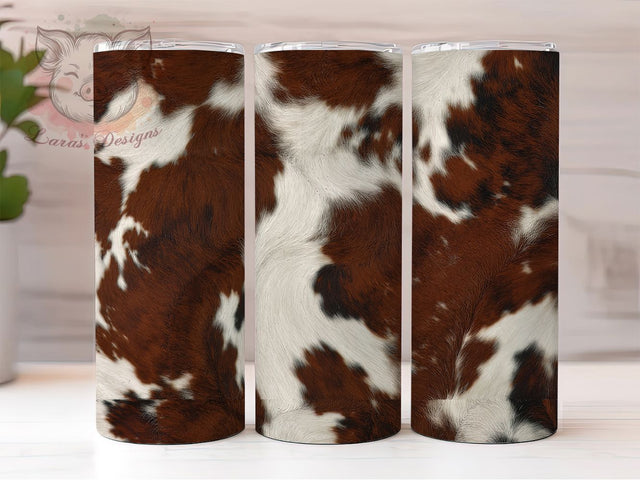 Rustic Cowgirl Cowhide Western Tumbler, Heifer Tumbler Design, Cow Hide Sublimation Wrap, Western Cowgirl Tumbler, 20oz Skinny Tumbler Wrap, Farm Life Tumbler Design, Rustic Country Sublimation Lara' s Designs 
