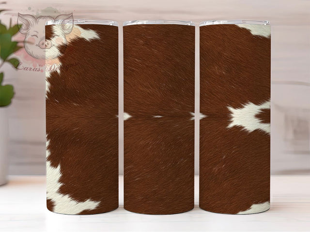 Rustic Cowgirl Cowhide Western Tumbler, Heifer Tumbler Design, Cow Hide Sublimation Wrap, Western Cowgirl Tumbler, 20oz Skinny Tumbler Wrap, Farm Life Tumbler Design, Rustic Country Sublimation Lara' s Designs 