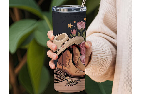 Rustic Cowgirl Floral 20oz Tumbler Wrap Sublimation DesignSVG 