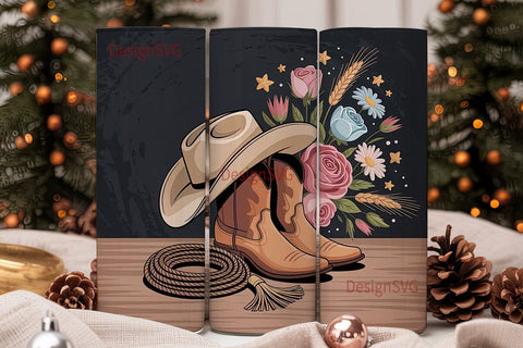 Rustic Cowgirl Floral 20oz Tumbler Wrap Sublimation DesignSVG 