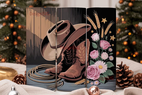 Rustic Cowgirl Floral 20oz Tumbler Wrap Sublimation DesignSVG 