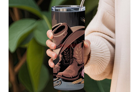 Rustic Cowgirl Floral 20oz Tumbler Wrap Sublimation DesignSVG 