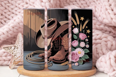 Rustic Cowgirl Floral 20oz Tumbler Wrap Sublimation DesignSVG 