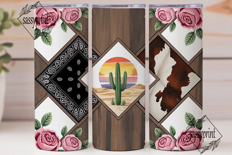 Rustic Cowgirl Floral 20oz Tumbler Wrap Sublimation sassyprint 