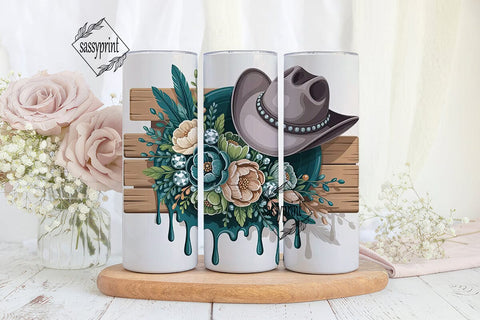 Rustic Cowgirl Floral 20oz Tumbler Wrap Sublimation sassyprint 