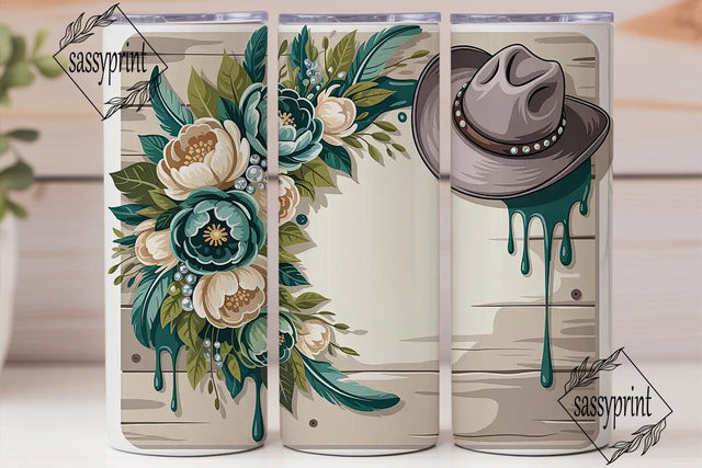 Rustic Cowgirl Floral 20oz Tumbler Wrap Sublimation sassyprint 