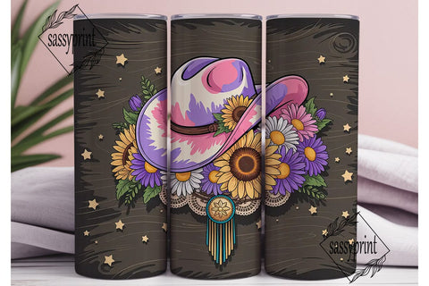 Rustic Cowgirl Floral 20oz Tumbler Wrap Sublimation sassyprint 