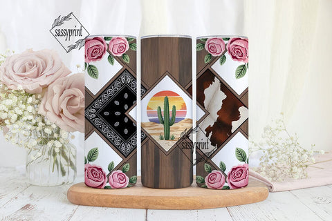 Rustic Cowgirl Floral 20oz Tumbler Wrap Sublimation sassyprint 