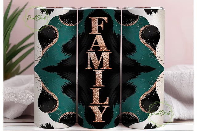 Rustic Cowhide Family 20oz Tumbler Wrap Sublimation PixelChick 