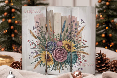 Rustic Cowhide Floral 20oz Tumbler Wrap Sublimation DesignSVG 