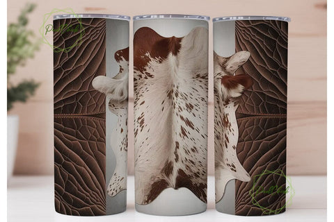 Rustic Cowhide & Leather 20oz Tumbler Sublimation PixelChick 