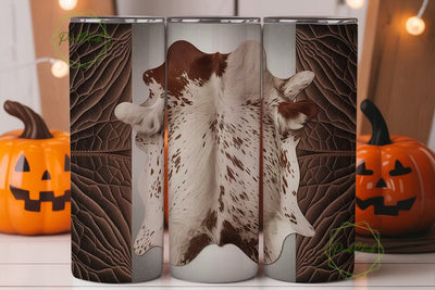 Rustic Cowhide & Leather 20oz Tumbler Sublimation PixelChick 
