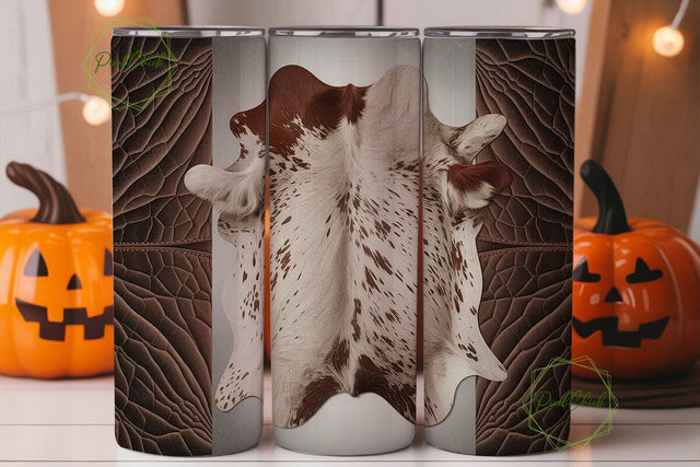 Rustic Cowhide & Leather 20oz Tumbler Sublimation PixelChick 