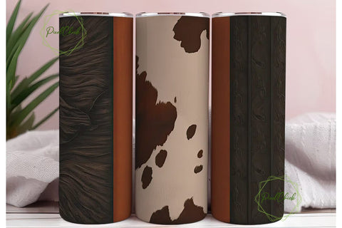 Rustic Cowhide & Leather 20oz Tumbler Sublimation PixelChick 
