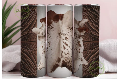 Rustic Cowhide & Leather 20oz Tumbler Sublimation PixelChick 
