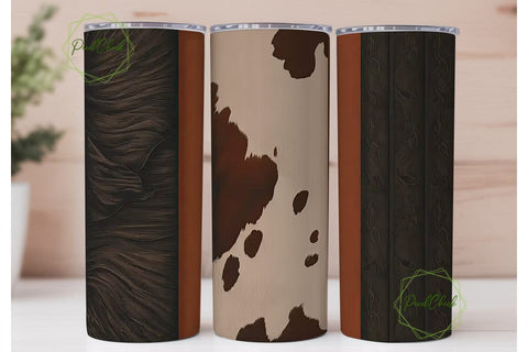 Rustic Cowhide & Leather 20oz Tumbler Sublimation PixelChick 