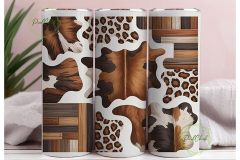 Rustic Cowhide & Leopard 20oz Tumbler Sublimation PixelChick 