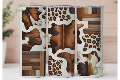 Rustic Cowhide & Leopard 20oz Tumbler Sublimation PixelChick 