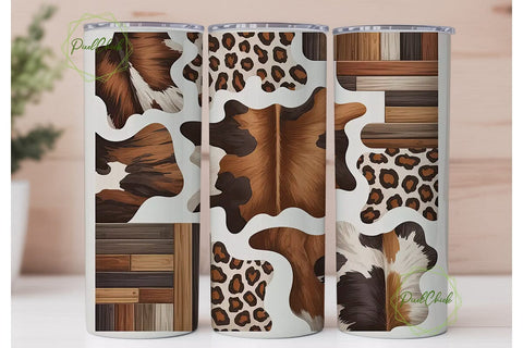 Rustic Cowhide & Leopard 20oz Tumbler Sublimation PixelChick 