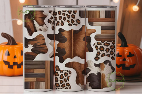 Rustic Cowhide & Leopard 20oz Tumbler Sublimation PixelChick 