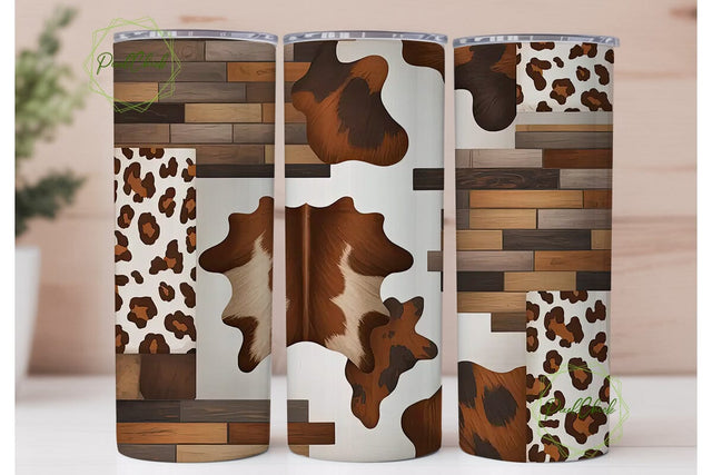 Rustic Cowhide & Leopard 20oz Tumbler Sublimation PixelChick 