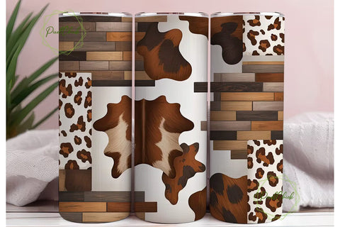 Rustic Cowhide & Leopard 20oz Tumbler Sublimation PixelChick 