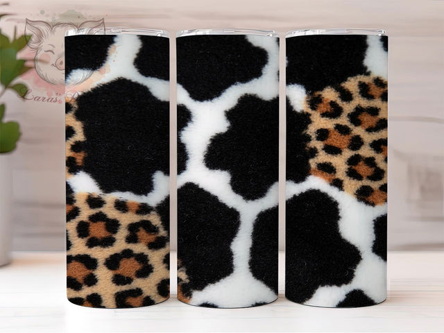 Rustic Cowhide Leopard Tumbler, Distressed Leopard Sublimation Design, Western Cowhide Art, 20oz Rustic Tumbler, Whimsical Leopard Mug, Farmhouse Cowhide Cup, Vintage Distressed Wrap Sublimation Lara' s Designs 