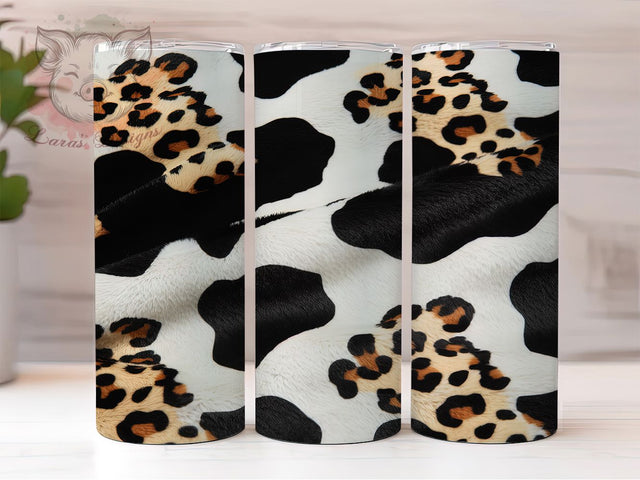 Rustic Cowhide Leopard Tumbler, Distressed Leopard Sublimation Design, Western Cowhide Art, 20oz Rustic Tumbler, Whimsical Leopard Mug, Farmhouse Cowhide Cup, Vintage Distressed Wrap Sublimation Lara' s Designs 